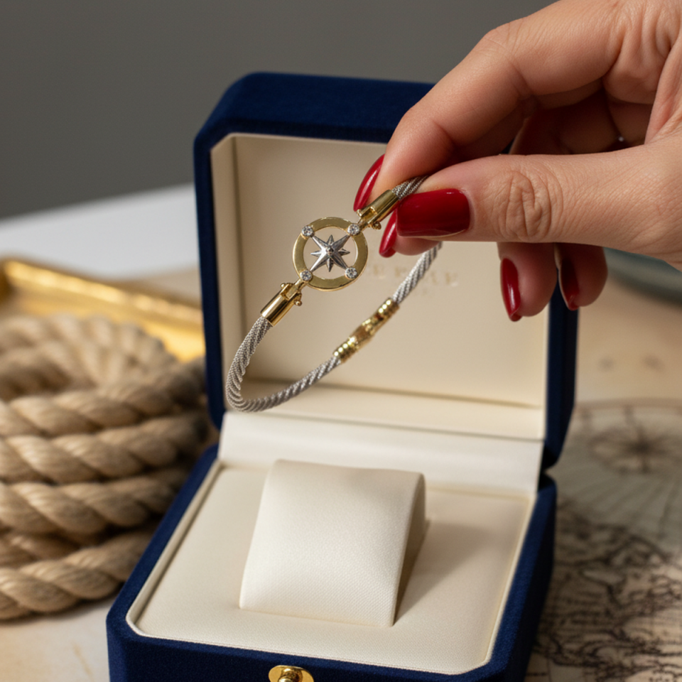 14 AYAR ÖZEL TASARIM KOMPLE ALTIN PUSULA BİLEKLİK