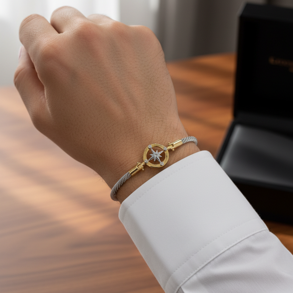 14 AYAR ÖZEL TASARIM KOMPLE ALTIN PUSULA BİLEKLİK