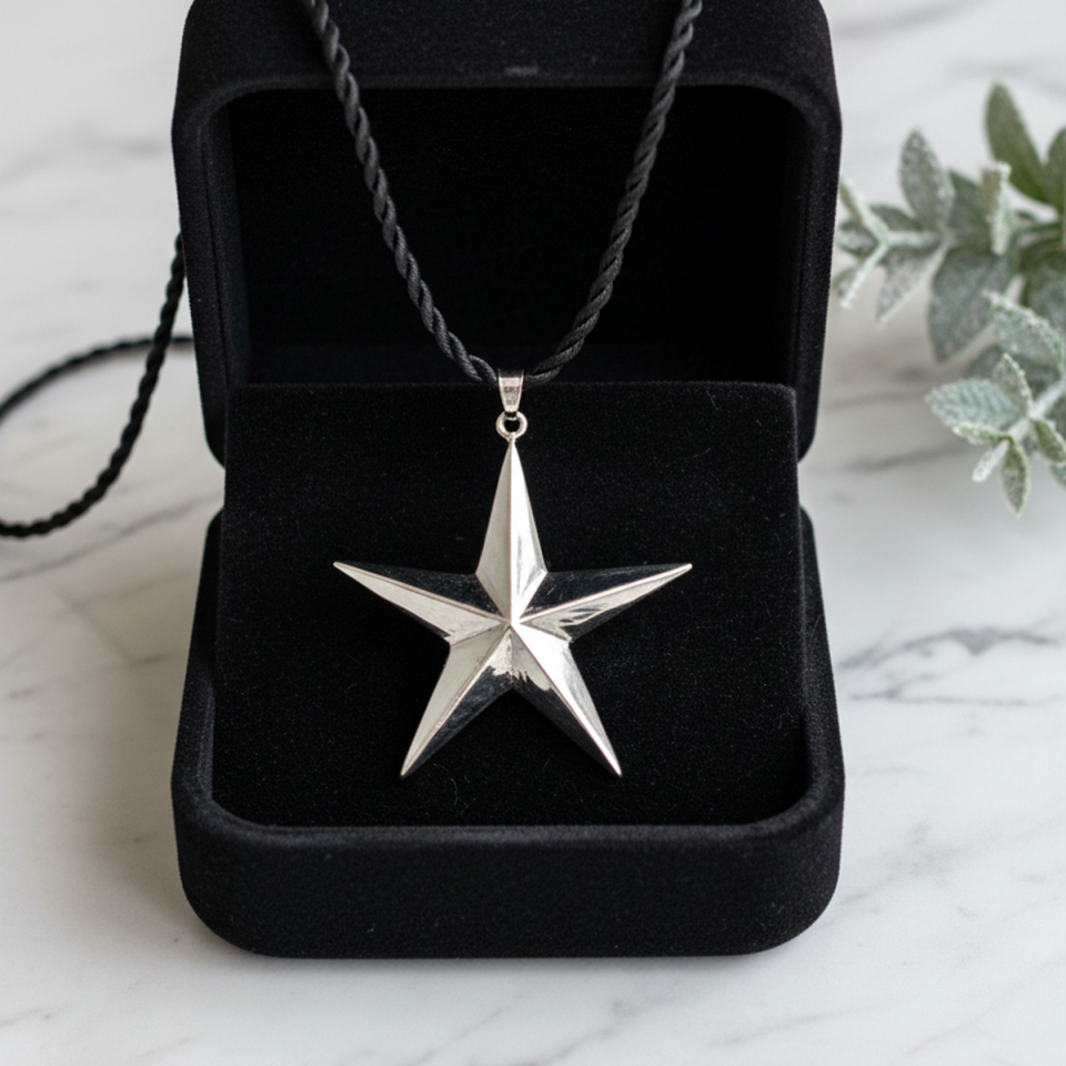 925 AYAR ÖZEL TASARIM 3 BOYUTLU YILDIZ KOLYE