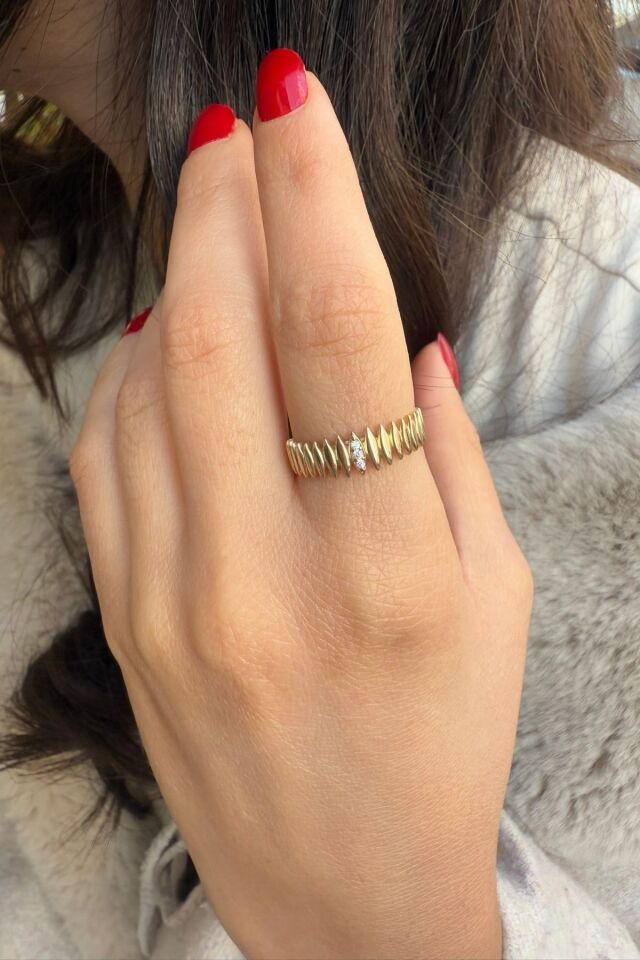 14 AYAR MEKİK TASARIM ALTIN YÜZÜK 16