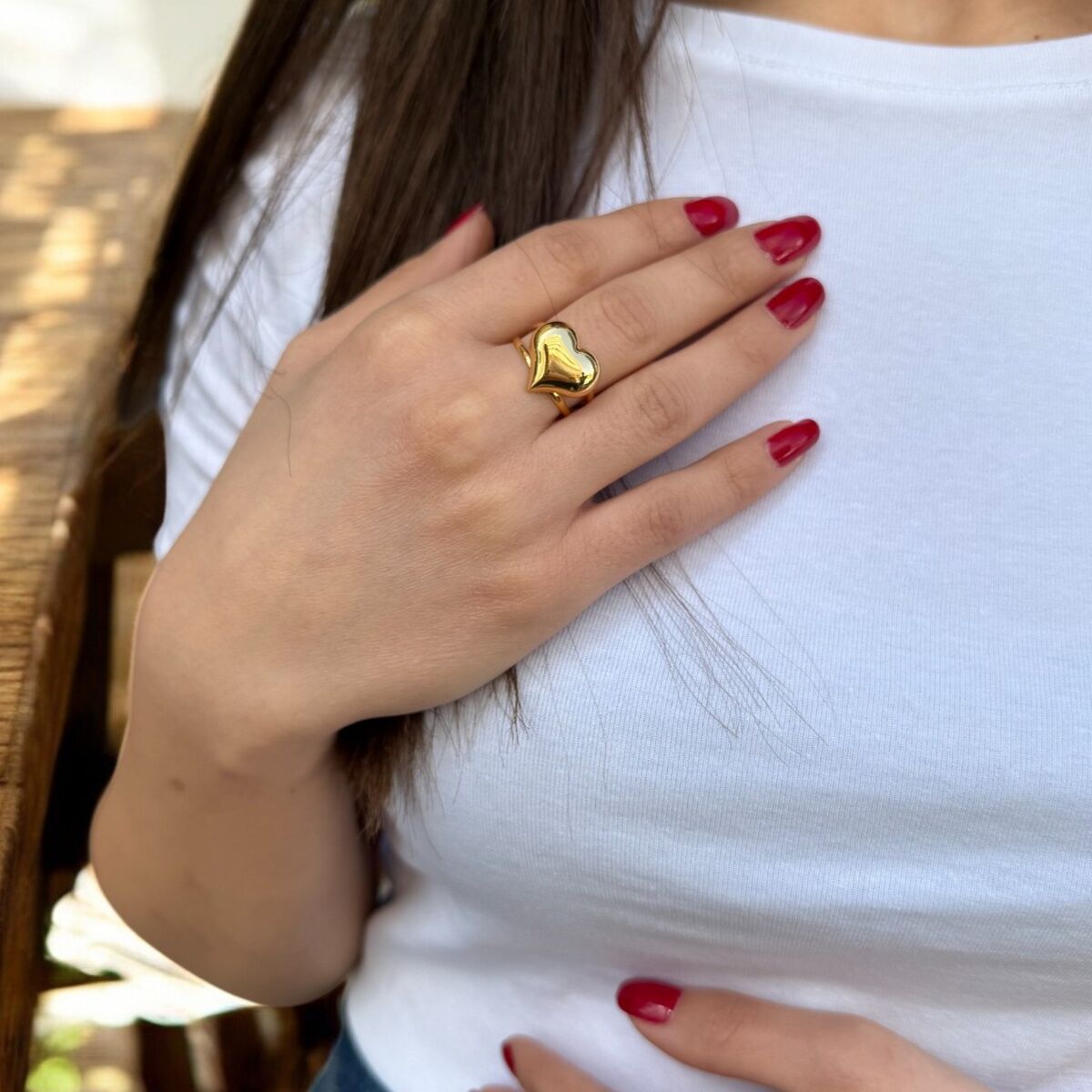 22 AYAR ÖZEL TASARIM BOMBELİ KALP MODEL YÜZÜK