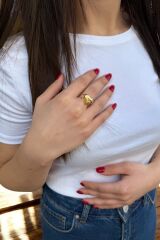 22 AYAR ÖZEL TASARIM BOMBELİ KALP MODEL YÜZÜK 18