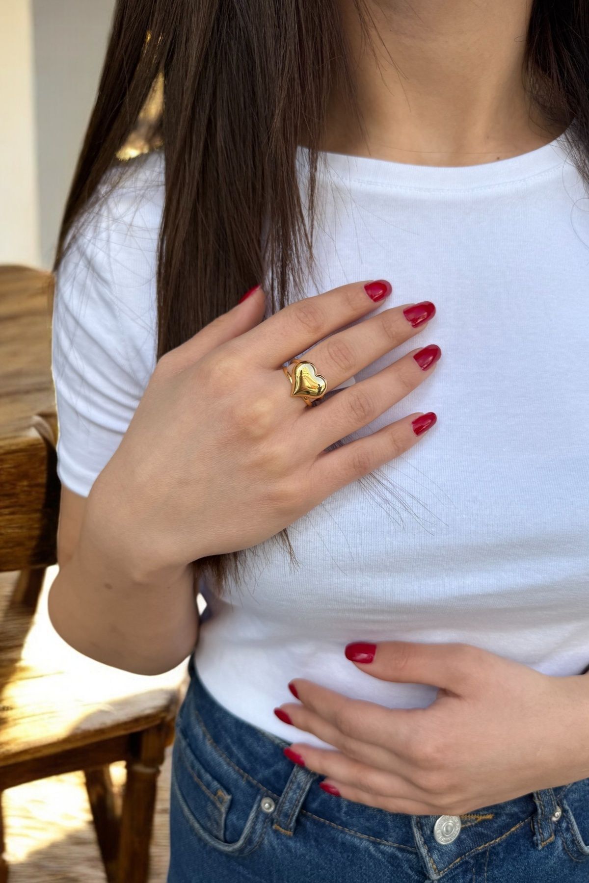 22 AYAR ÖZEL TASARIM BOMBELİ KALP MODEL YÜZÜK 18