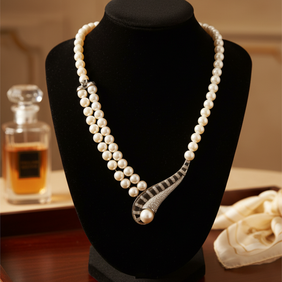 925 AYAR ÖZEL TASARIM İNCİLİ GÜMÜŞ KOLYE