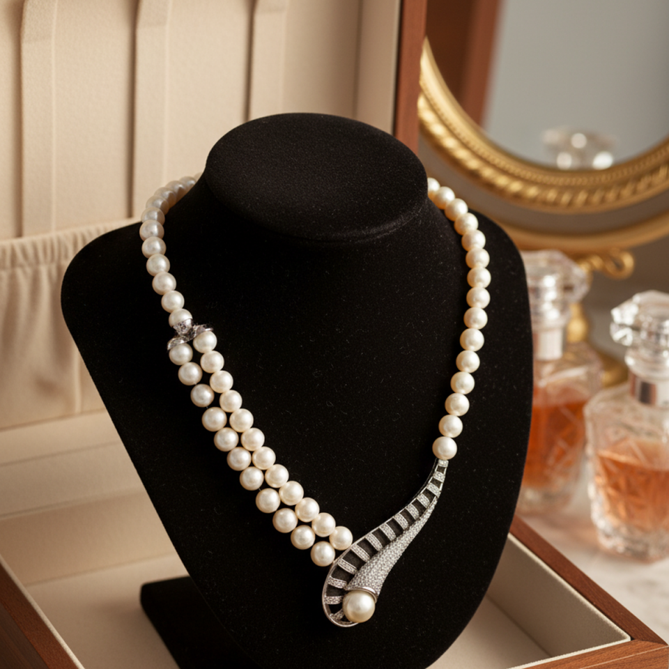 925 AYAR ÖZEL TASARIM İNCİLİ GÜMÜŞ KOLYE