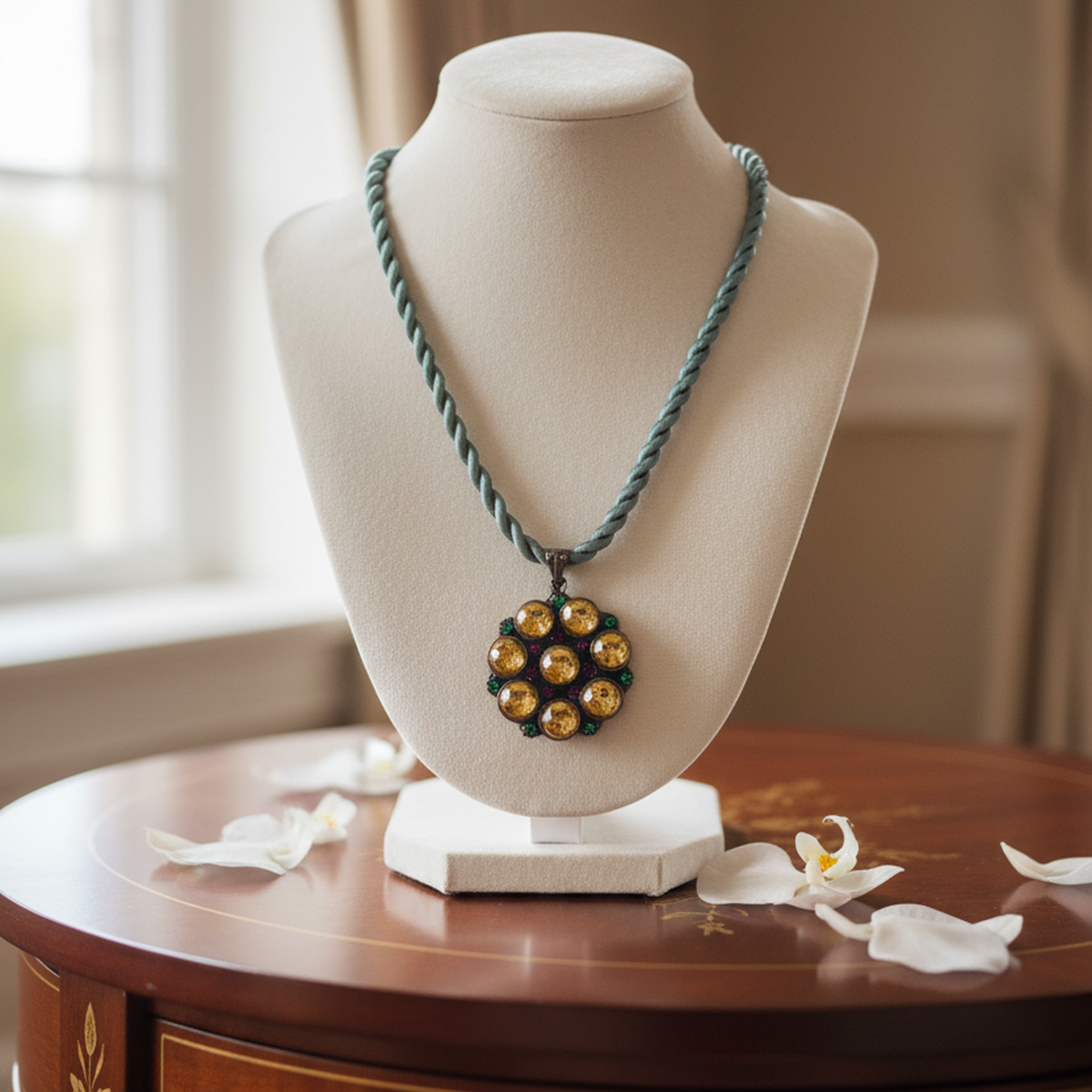 925 AYAR ALTIN KAPLAMA DETAYLI ANTİK GÜMÜŞ KOLYE