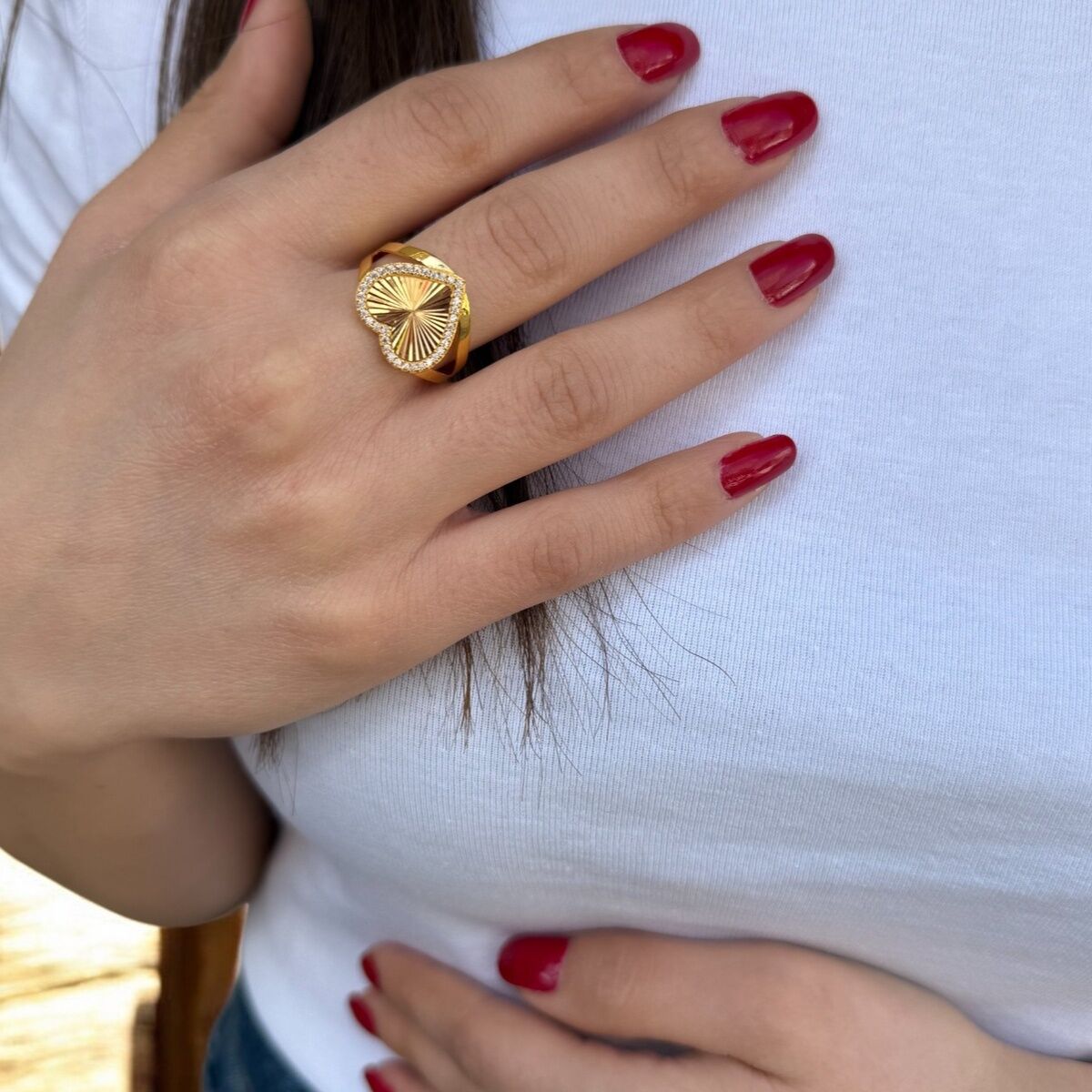 22 AYAR ÖZEL TASARIM KALP MODEL YÜZÜK