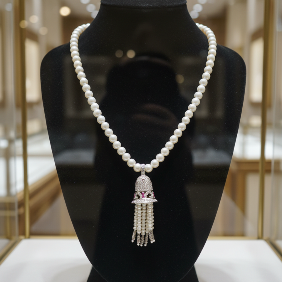 925 AYAR İNCİLİ ÖZEL TASARIM GÜMÜŞ KOLYE