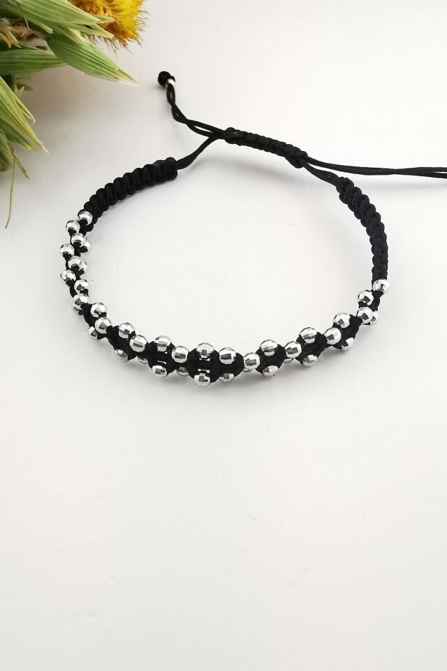 Beyaz Altın İpli Örme Bileklik