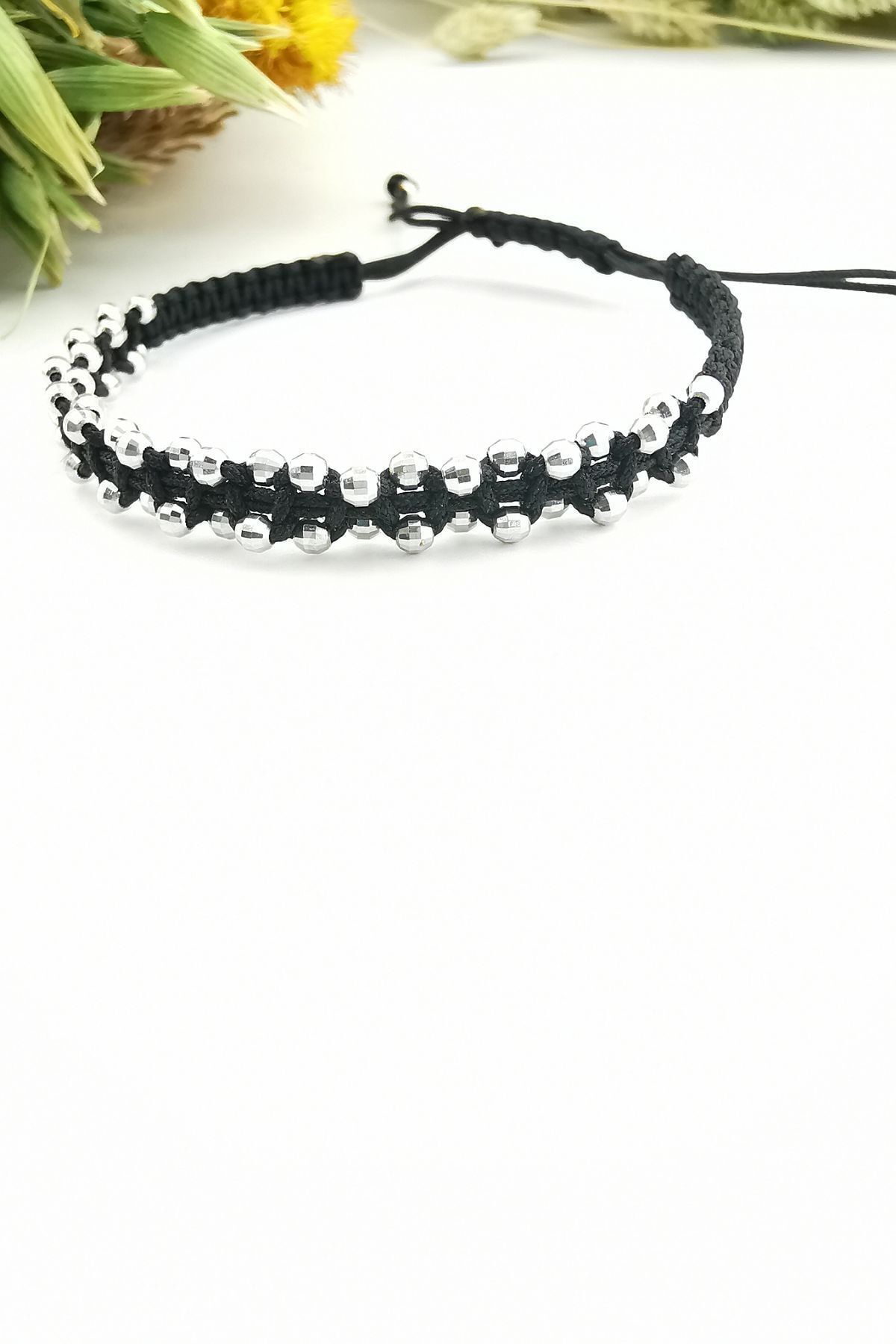 Beyaz Altın İpli Örme Bileklik