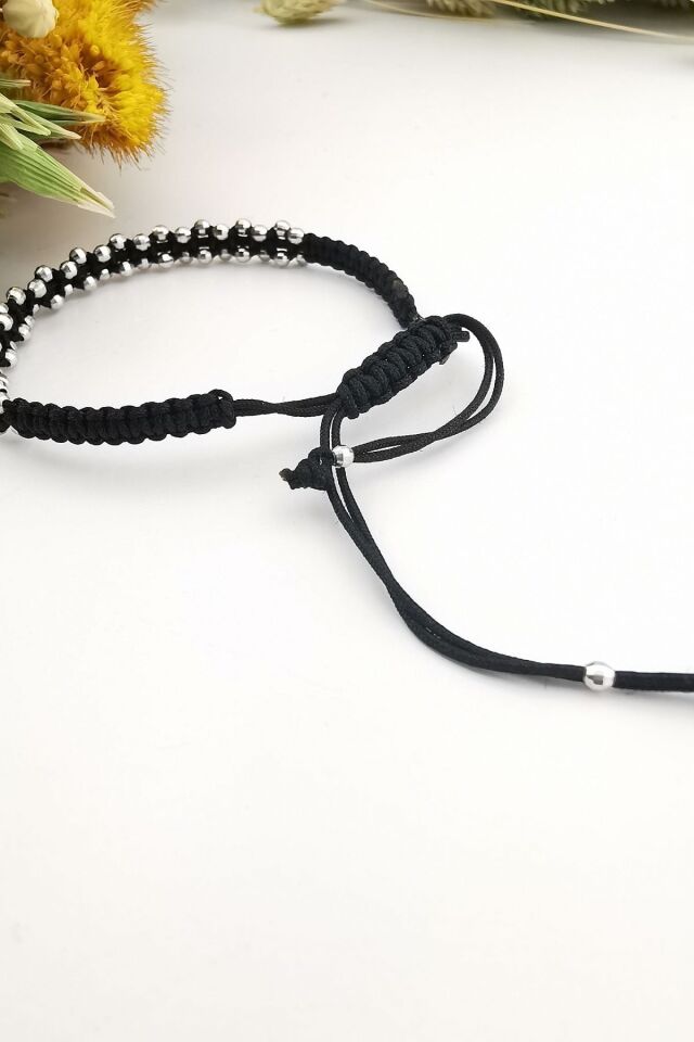 Beyaz Altın İpli Örme Bileklik