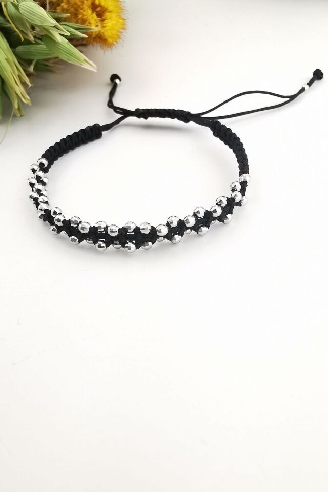 Beyaz Altın İpli Örme Bileklik