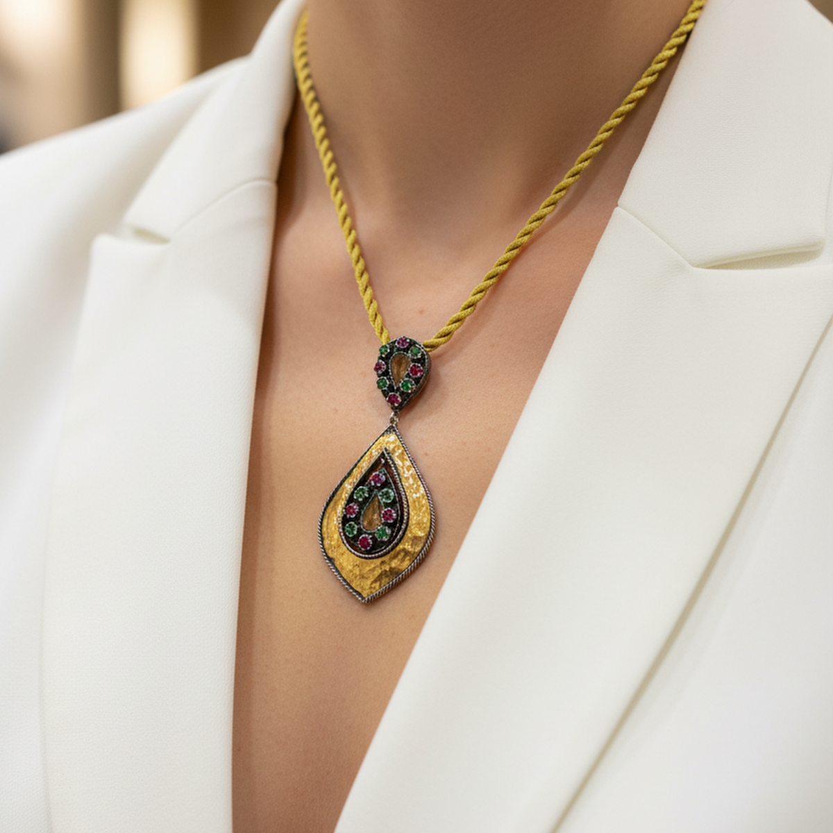 925 AYAR ALTIN KAPLAMA DETAYLI ÖZEL TASARIM ANTİK GÜMÜŞ KOLYE