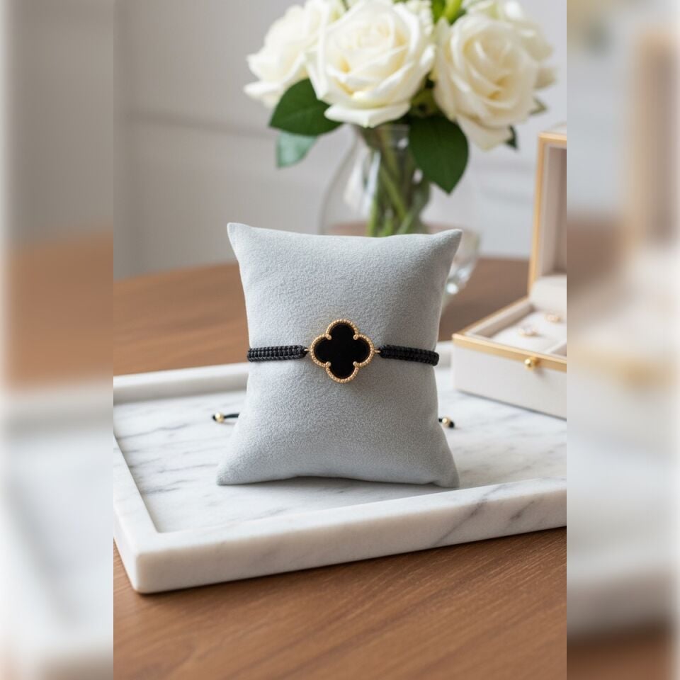 14 AYAR YONCA MODEL SİYAH ONİKS TAŞLI ALTIN BİLEKLİK