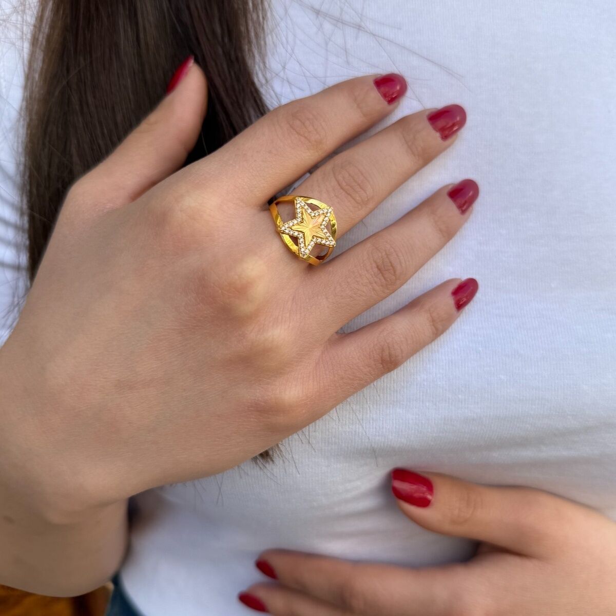 22 AYAR ÖZEL TASARIM YILDIZ MODEL YÜZÜK