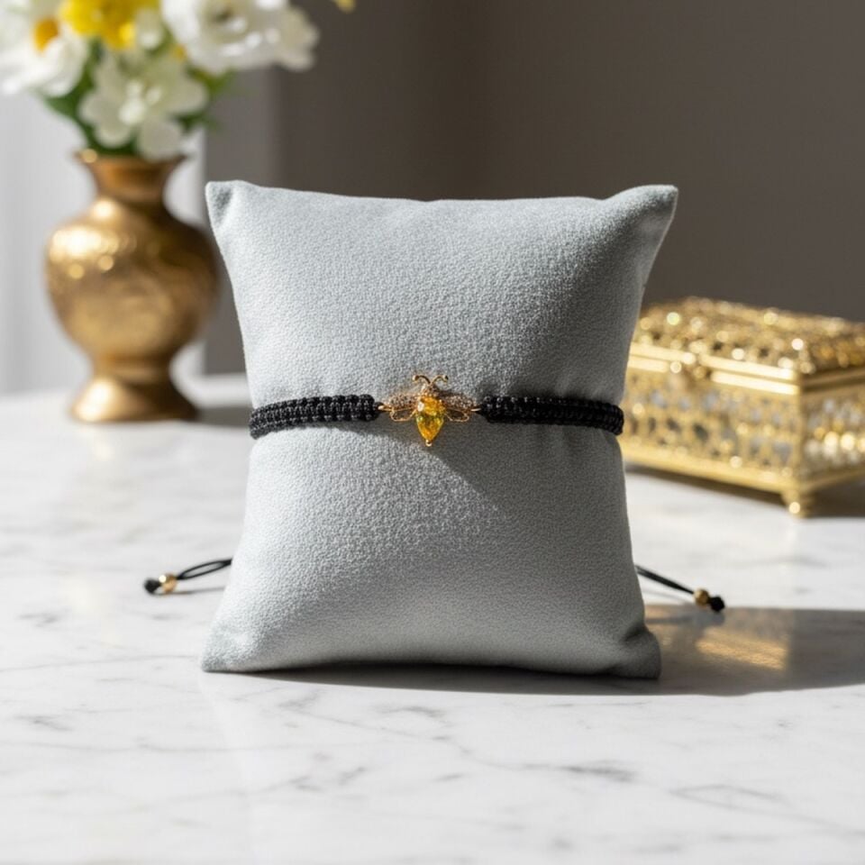 14 AYAR CİTRİN TAŞLI ÖZEL TASARIM ARI BİLEKLİK