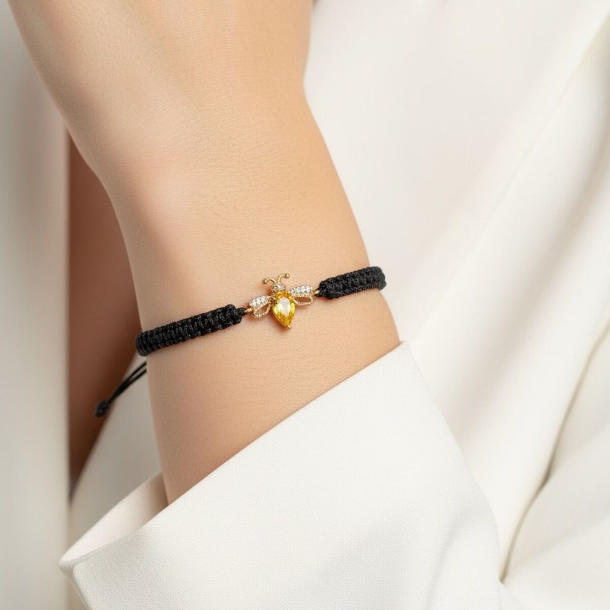 14 AYAR CİTRİN TAŞLI ÖZEL TASARIM ARI BİLEKLİK