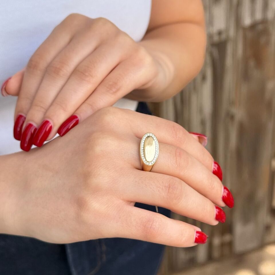 14 Ayar Üstü Düz Şovalye Tarzı Yüzük