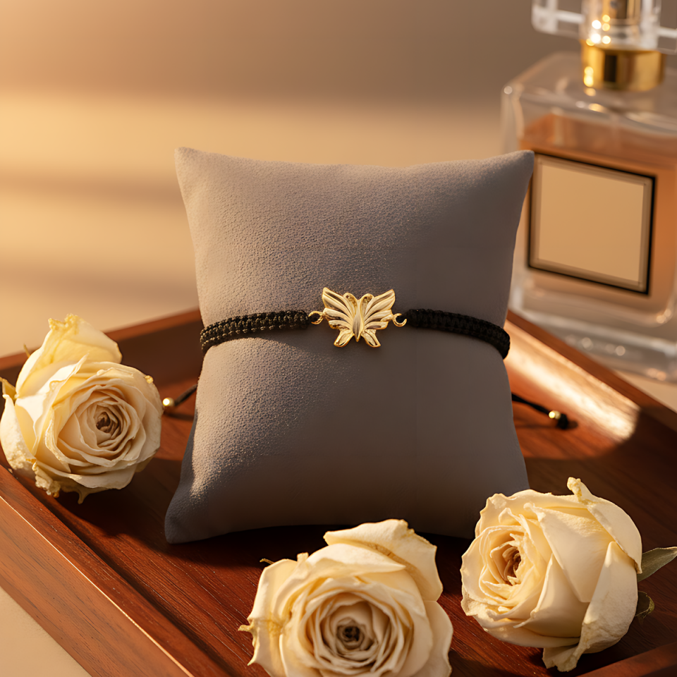 14 AYAR KELEBEK MODEL İPLİ ALTIN BİLEKLİK