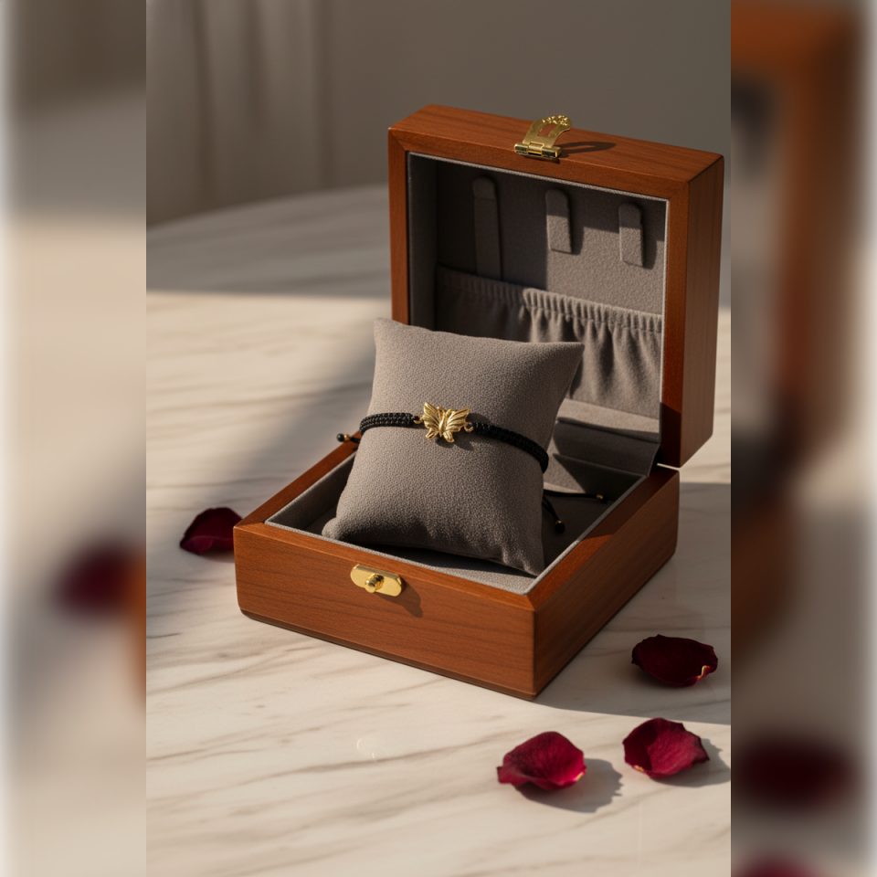 14 AYAR KELEBEK MODEL İPLİ ALTIN BİLEKLİK