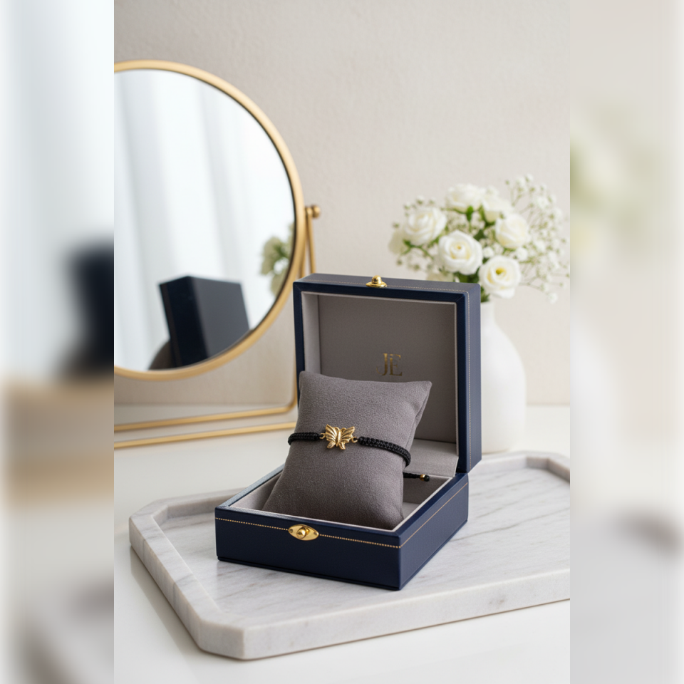 14 AYAR KELEBEK MODEL İPLİ ALTIN BİLEKLİK