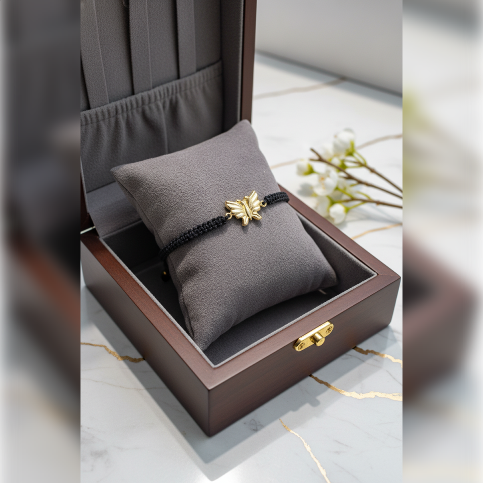 14 AYAR KELEBEK MODEL İPLİ ALTIN BİLEKLİK