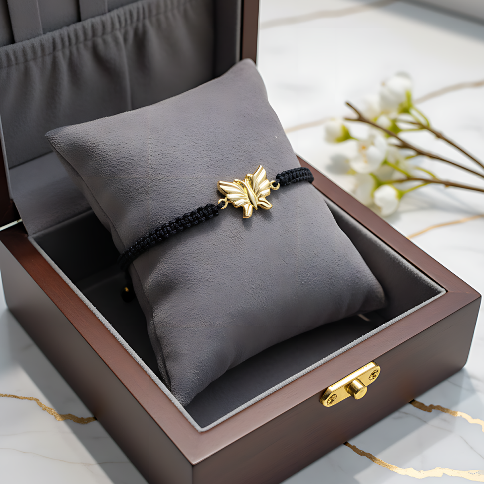 14 AYAR KELEBEK MODEL İPLİ ALTIN BİLEKLİK