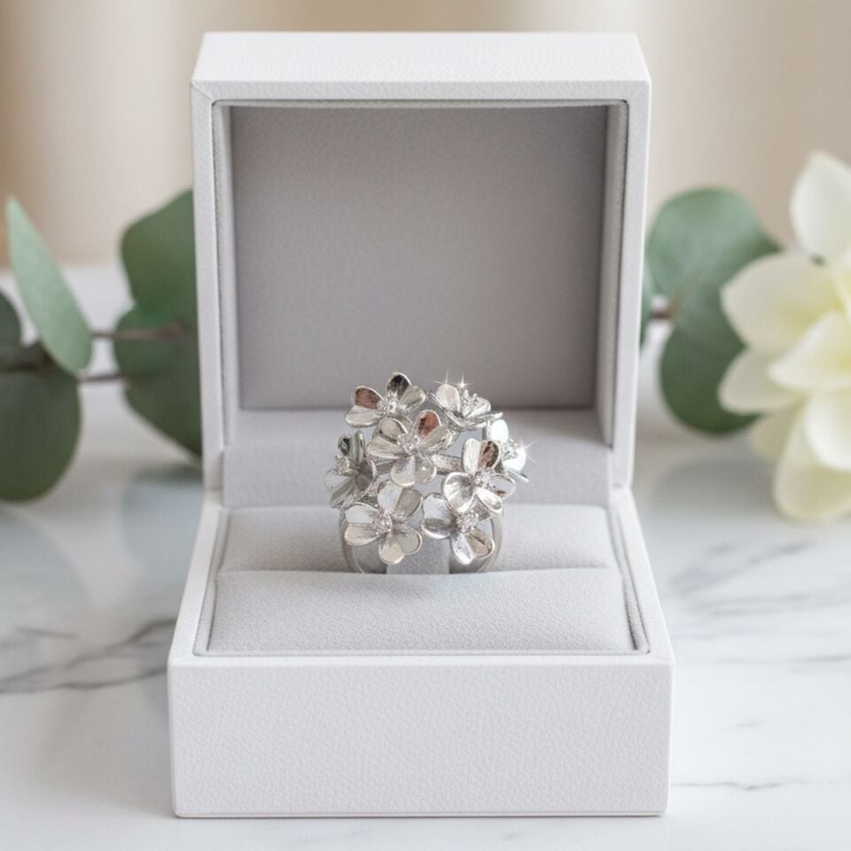 925 AYAR İTALYAN ORKİDE MODEL GÜMÜŞ YÜZÜK