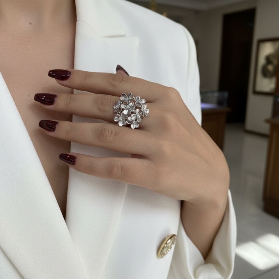 925 AYAR İTALYAN ORKİDE MODEL GÜMÜŞ YÜZÜK