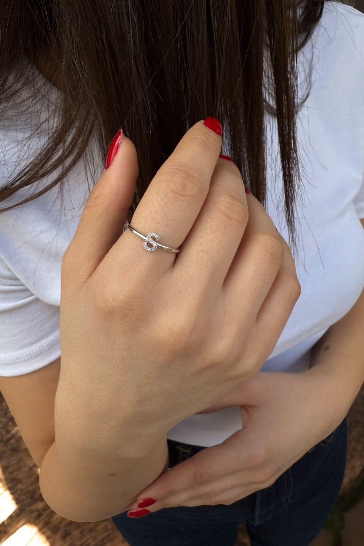 14 AYAR 0,05 CT S HARFİ PIRLANTA YÜZÜK 16