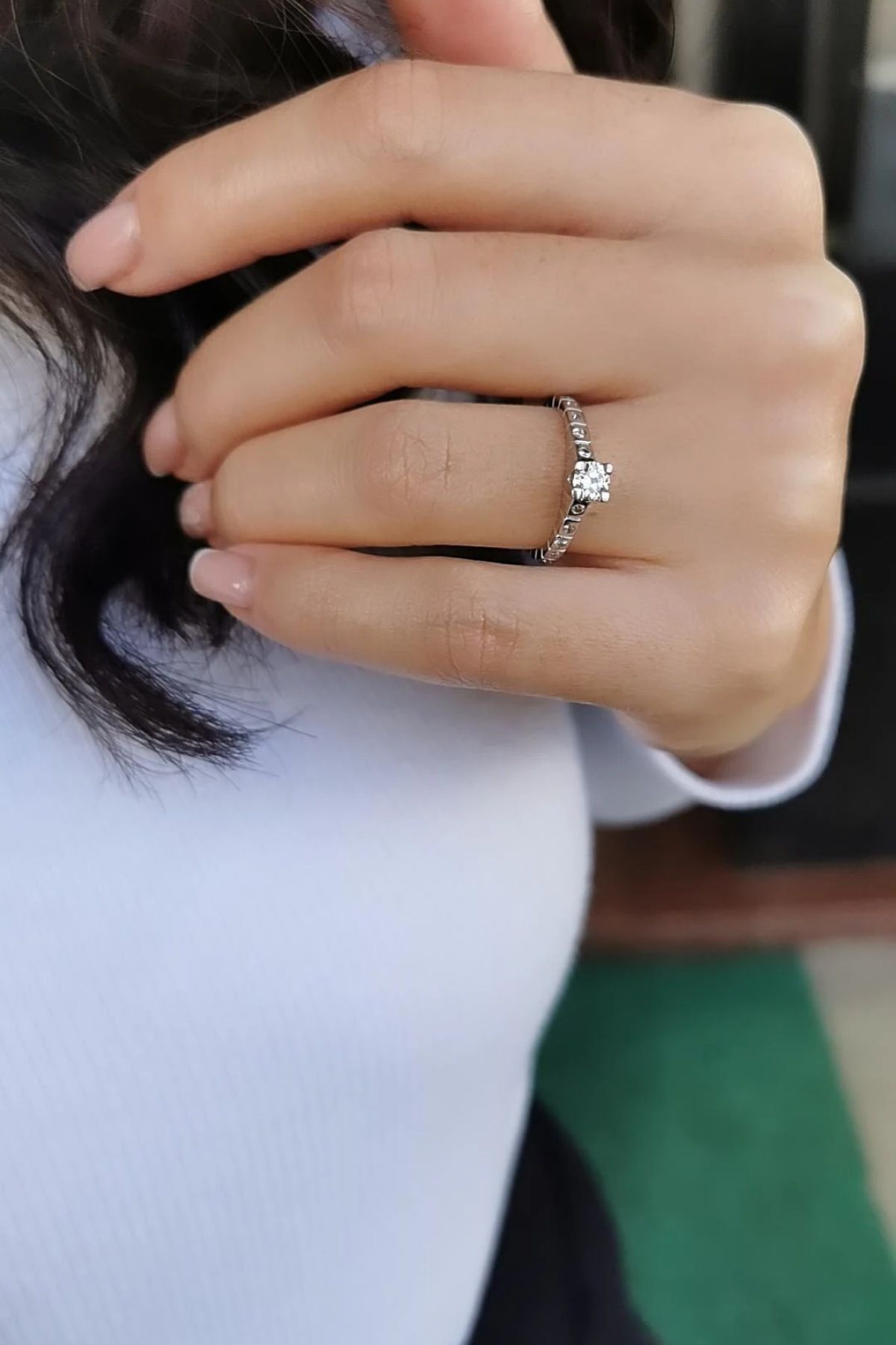 14 AYAR 0,35 CT G TEKTAŞ PIRLANTA YÜZÜK 13