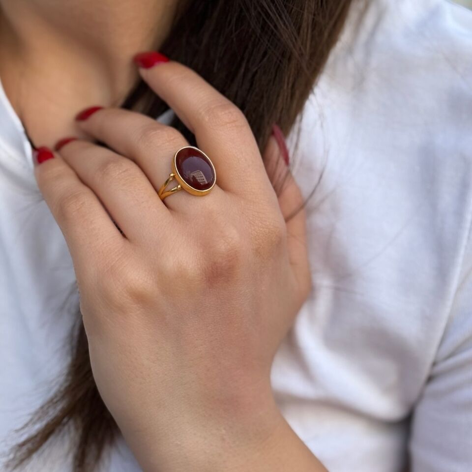 22 AYAR AKİK TAŞLI ÖZEL TASARIM YÜZÜK