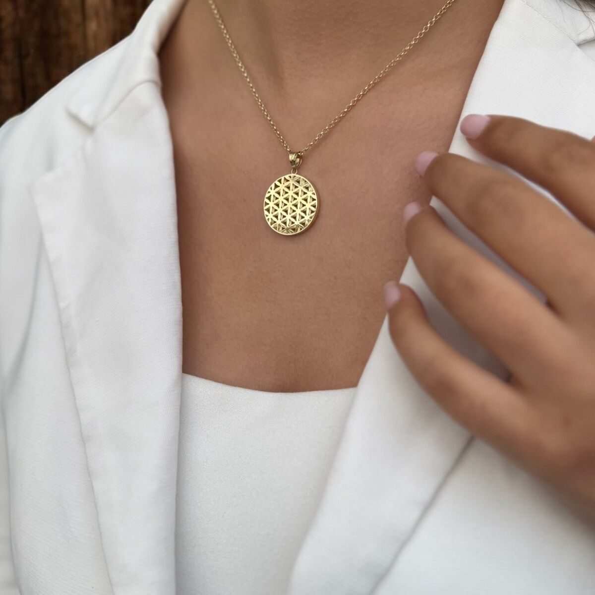 14 AYAR YAŞAM ÇİÇEĞİ ALTIN KOLYE