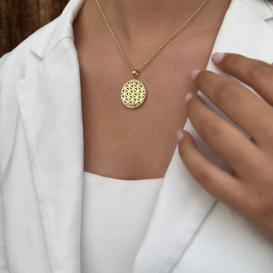 14 AYAR YAŞAM ÇİÇEĞİ ALTIN KOLYE