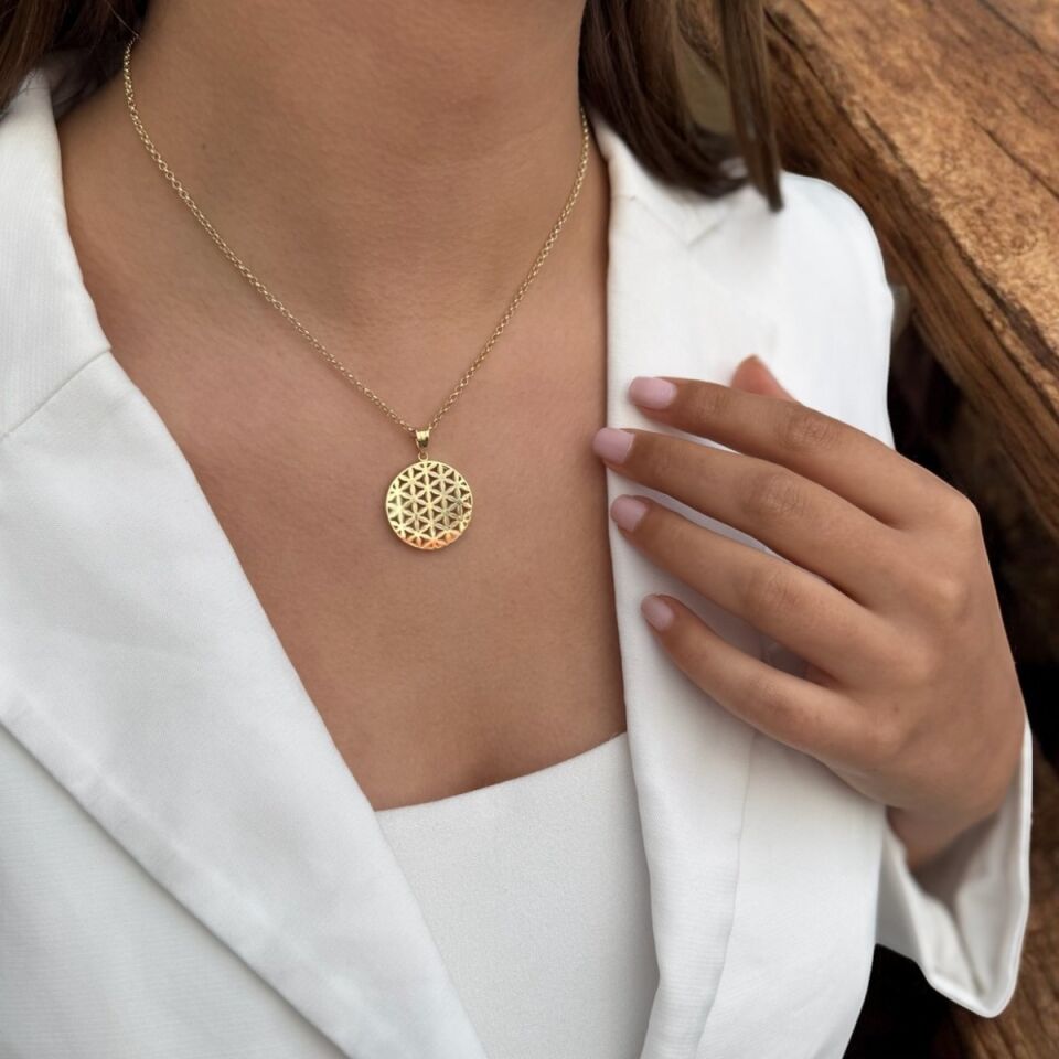 14 AYAR YAŞAM ÇİÇEĞİ ALTIN KOLYE