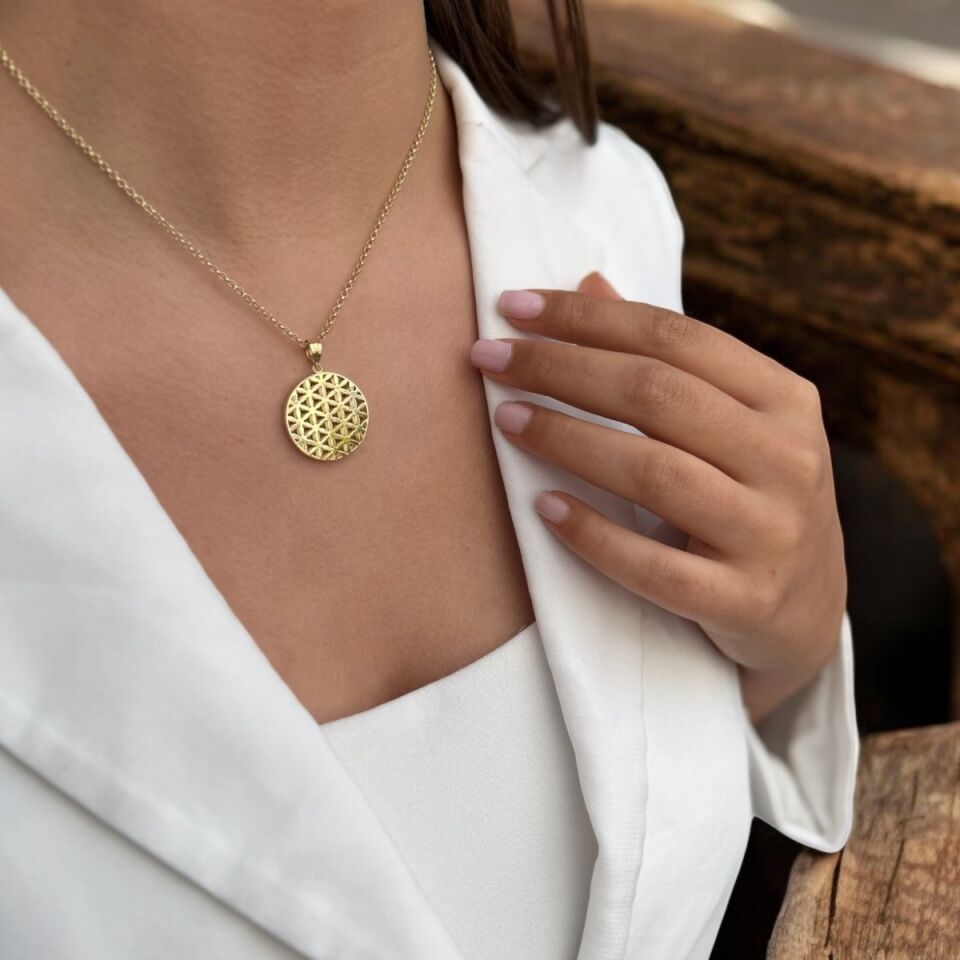 14 AYAR YAŞAM ÇİÇEĞİ ALTIN KOLYE