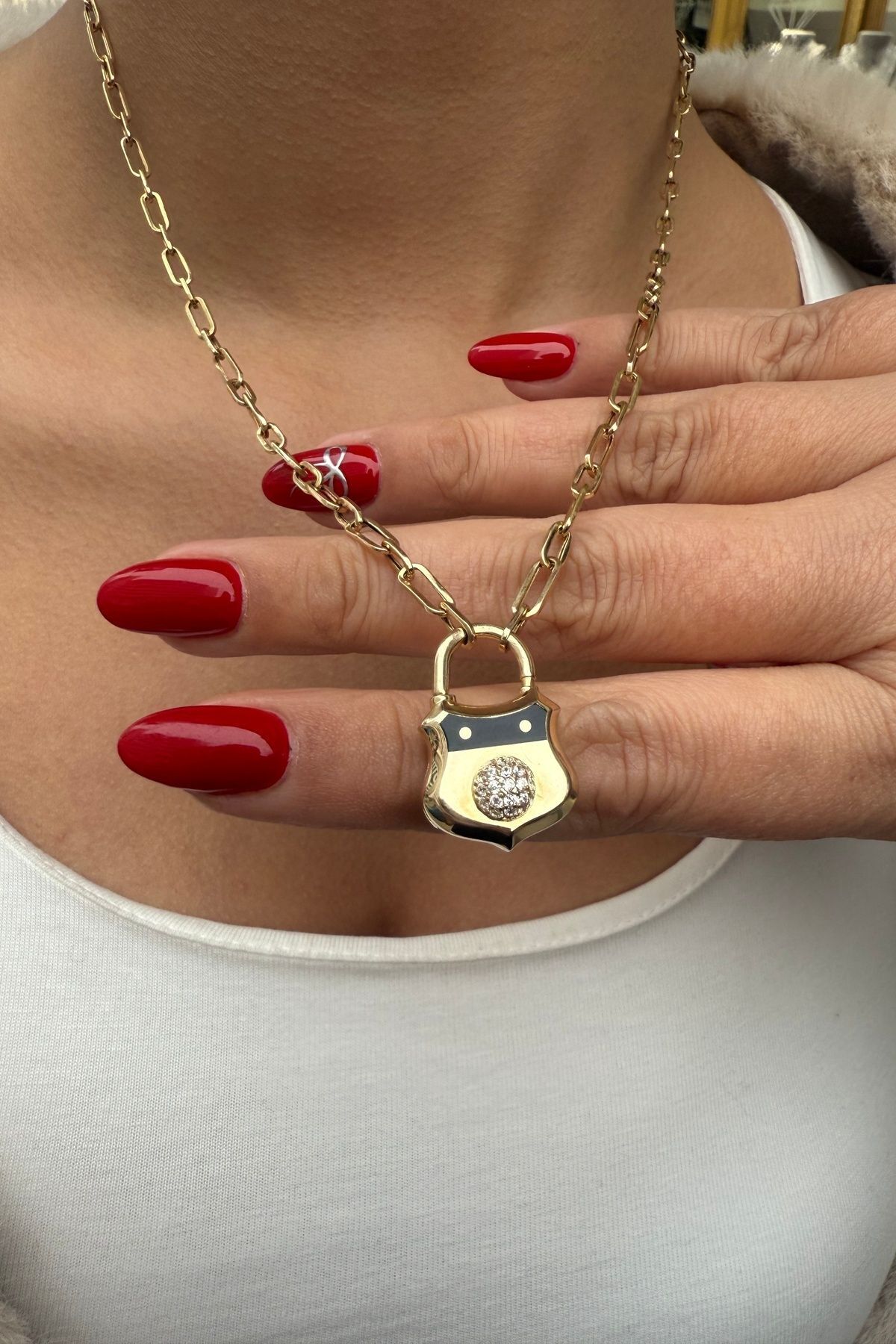 14 AYAR ATAÇ ZİNCİRLİ İTALYAN KİLİTLİ ALTIN KOLYE