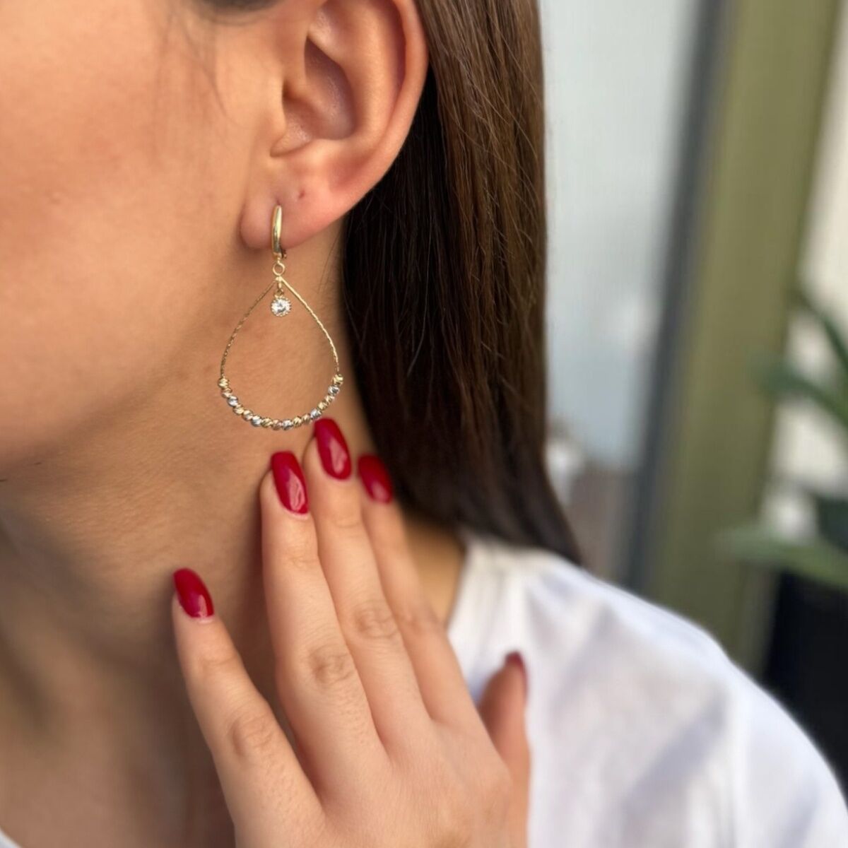 14 Ayar Damla Dorika Altın Küpe