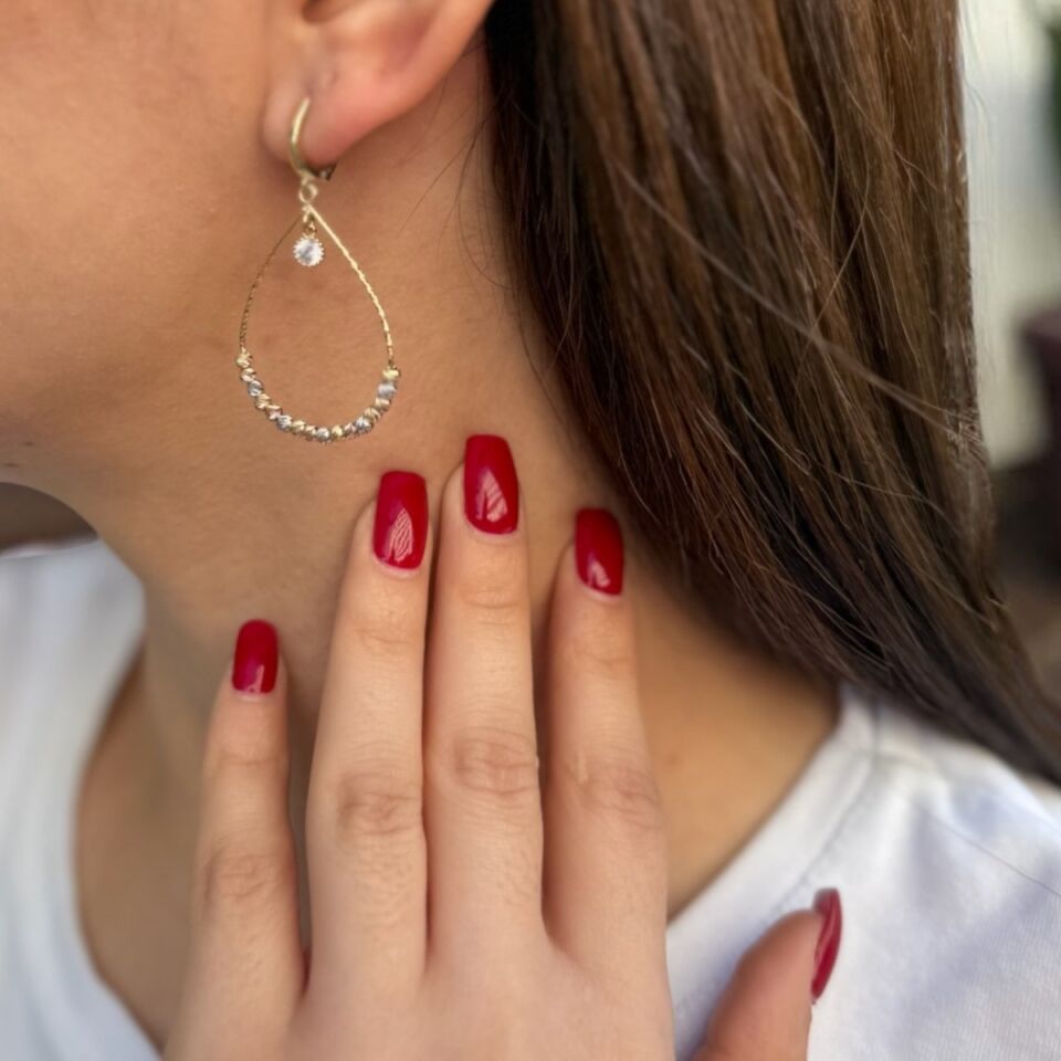 14 Ayar Damla Dorika Altın Küpe