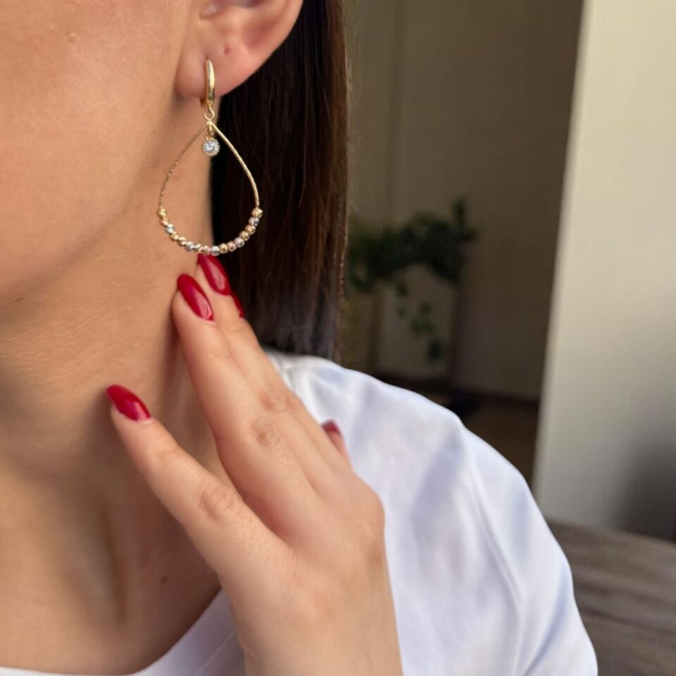 14 Ayar Damla Dorika Altın Küpe