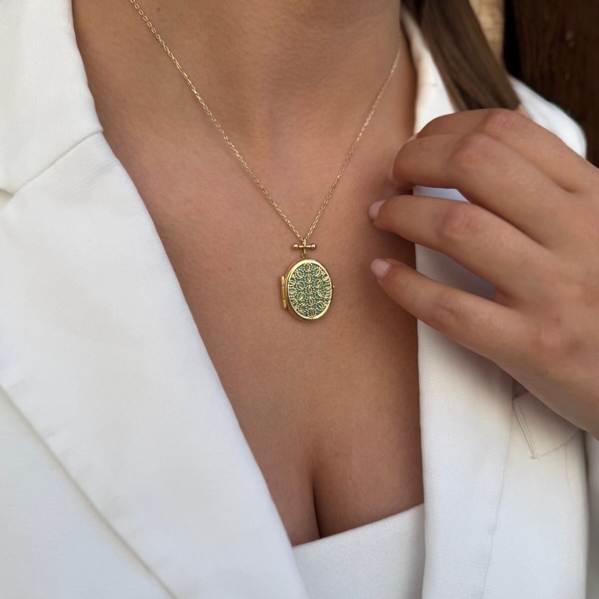 14 AYAR İTALYAN MADALYON ÇERÇEVE ALTIN KOLYE