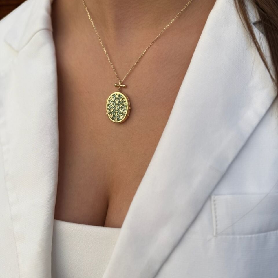 14 AYAR İTALYAN MADALYON ÇERÇEVE ALTIN KOLYE