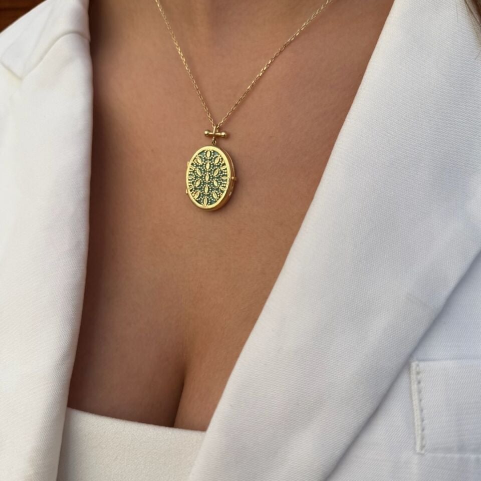 14 AYAR İTALYAN MADALYON ÇERÇEVE ALTIN KOLYE