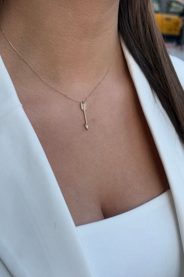 14k Kadın Rose Gold Ok Altın Kolye