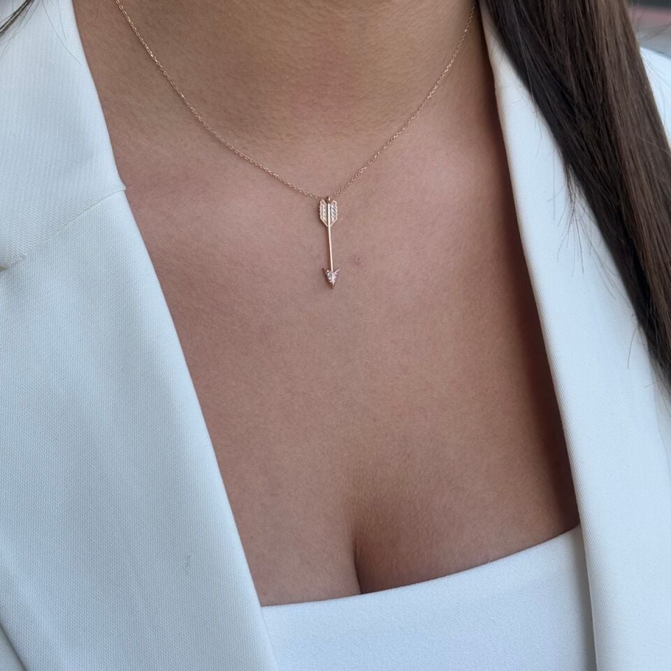 14k Kadın Rose Gold Ok Altın Kolye