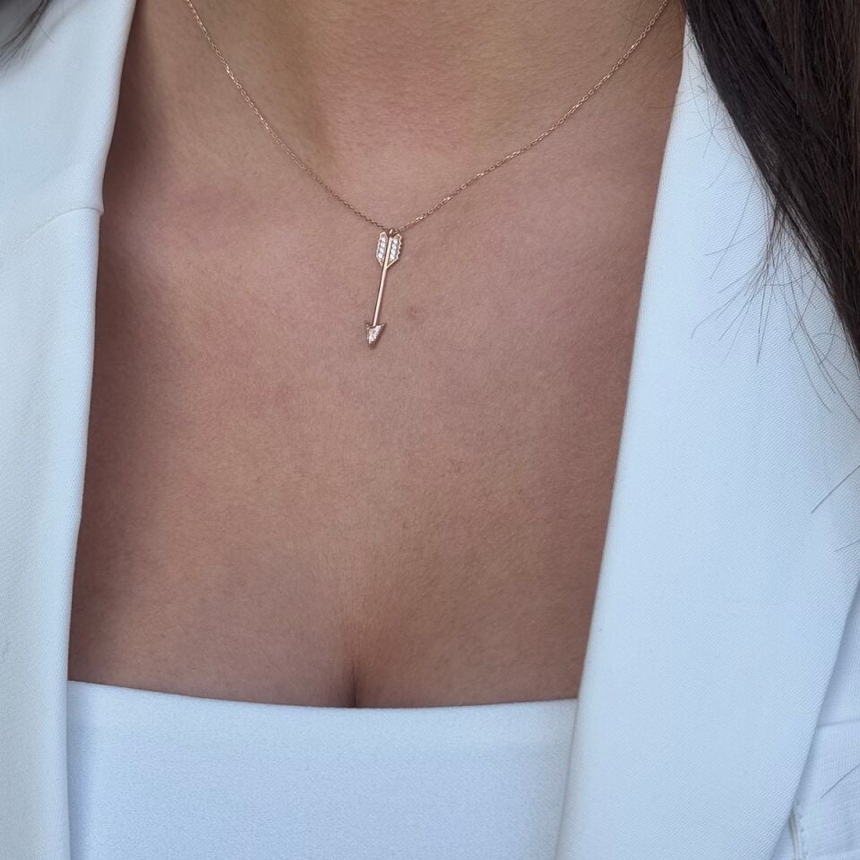 14k Kadın Rose Gold Ok Altın Kolye