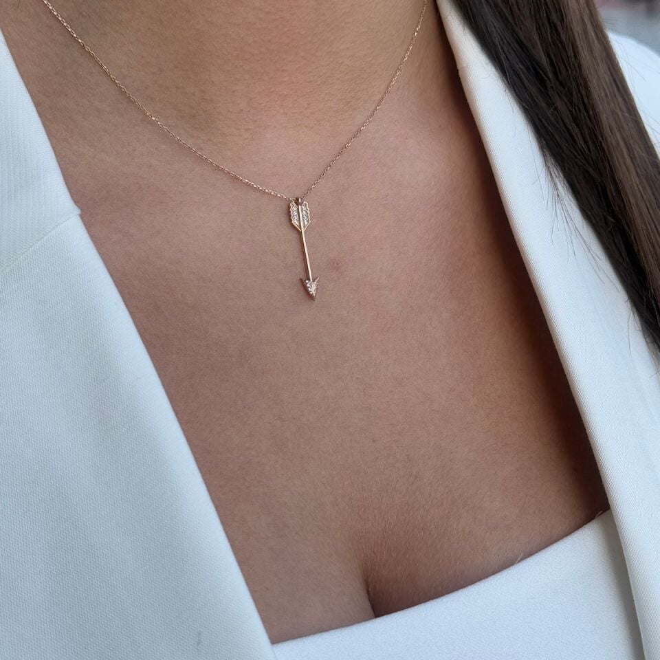 14k Kadın Rose Gold Ok Altın Kolye