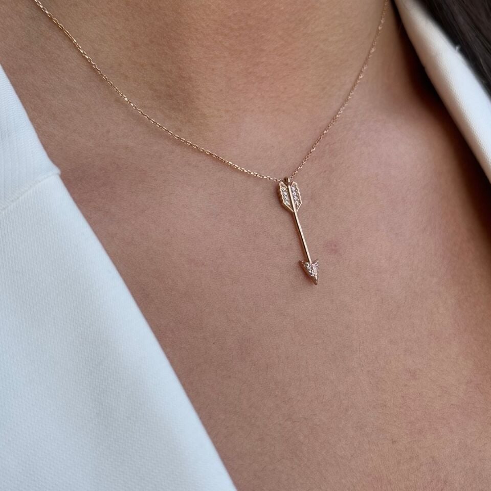 14k Kadın Rose Gold Ok Altın Kolye