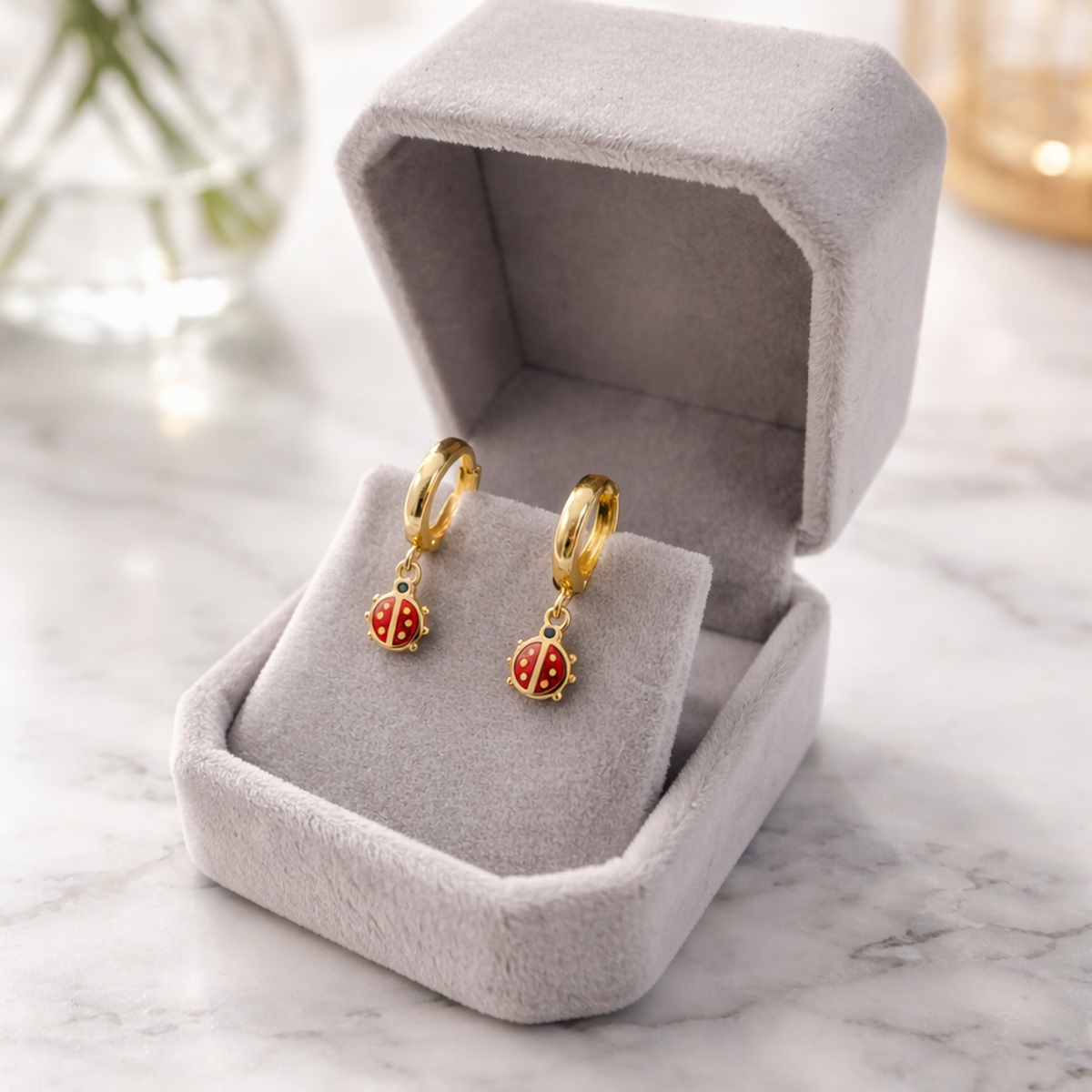 14 AYAR MİNELİ UĞURBÖCEĞİ HALKA KÜPE