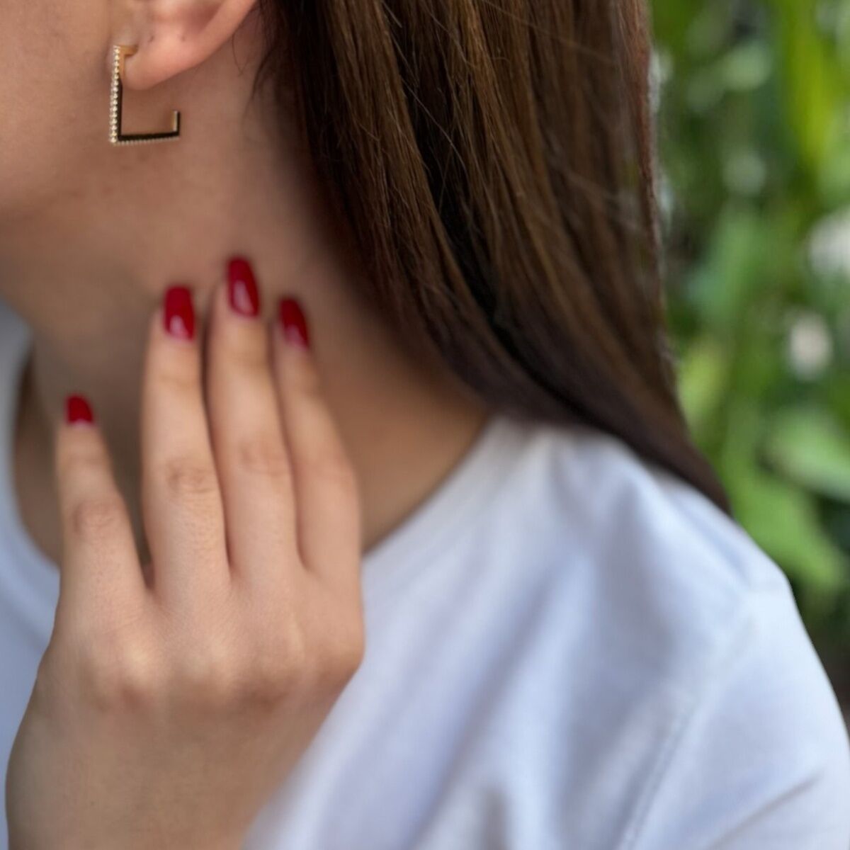 14 Ayar Kare Tasarım Altın Küpe